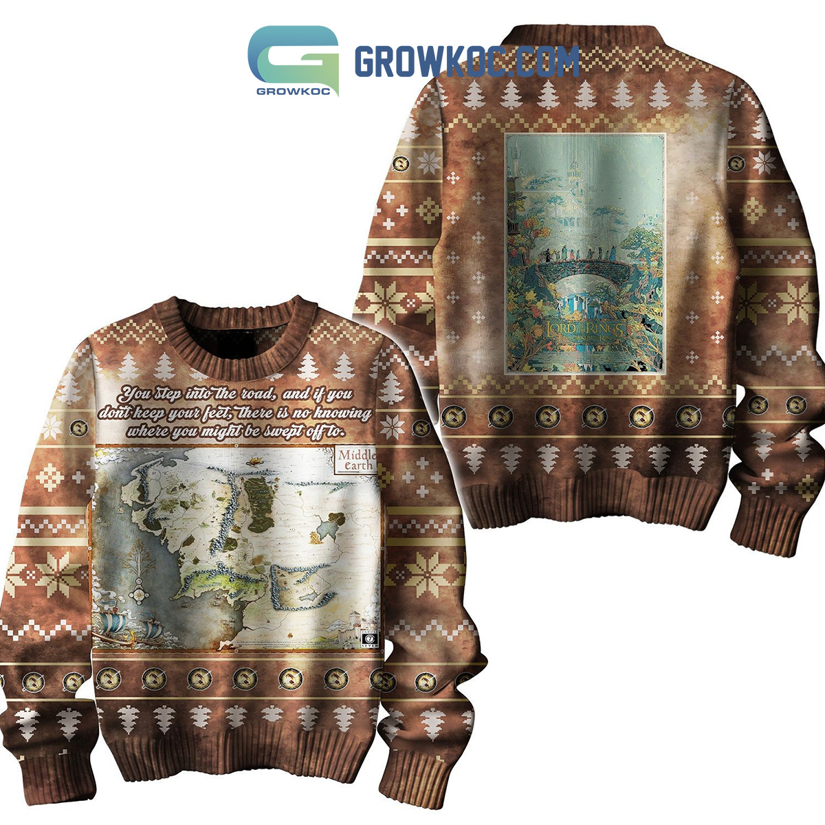 The Lord Of The Rings Step Into The Road Ugly Sweater2B1 vDeNL
