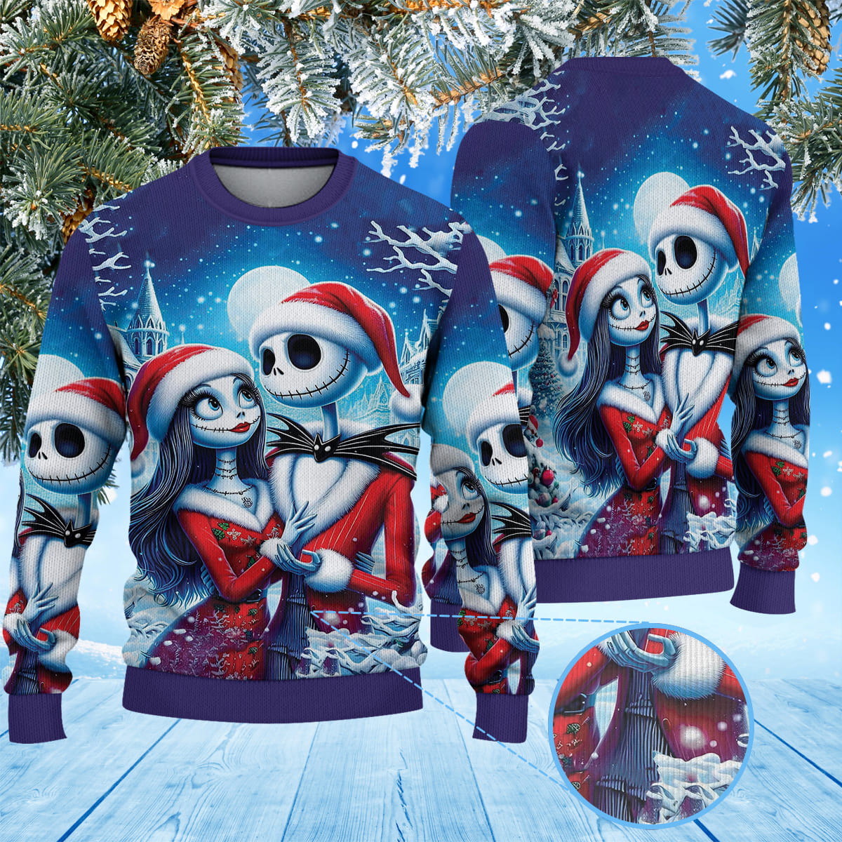 The Nightmare Before Christmas Jack And Sally Christmas Knitted Sweater mk 1
