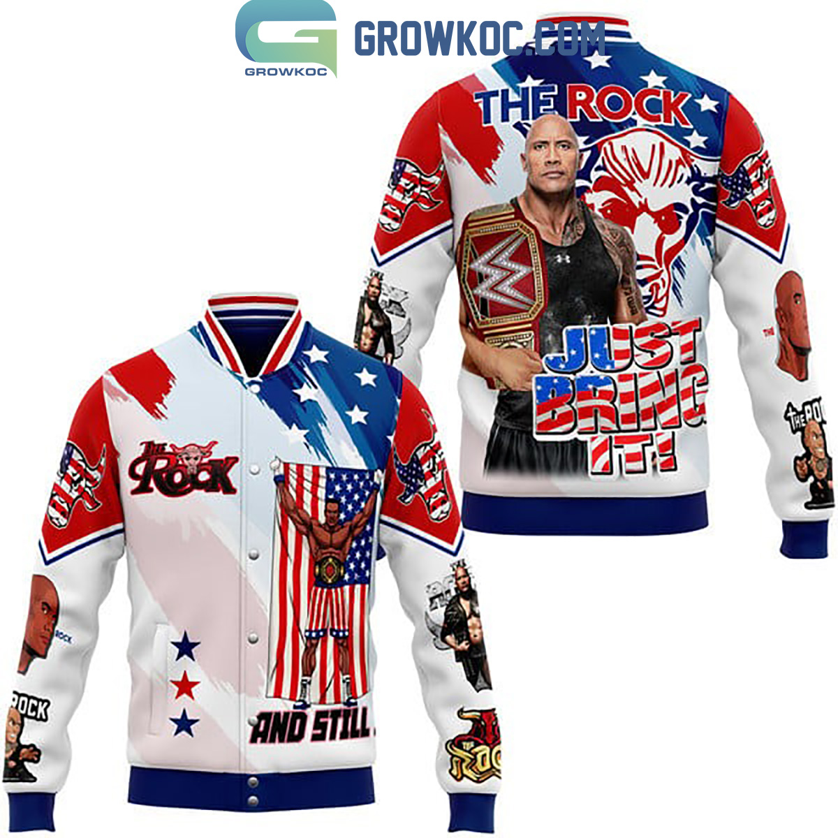 The Rock Dwayne Johnson Just Bring It Baseball Jacket2B1 4oP66