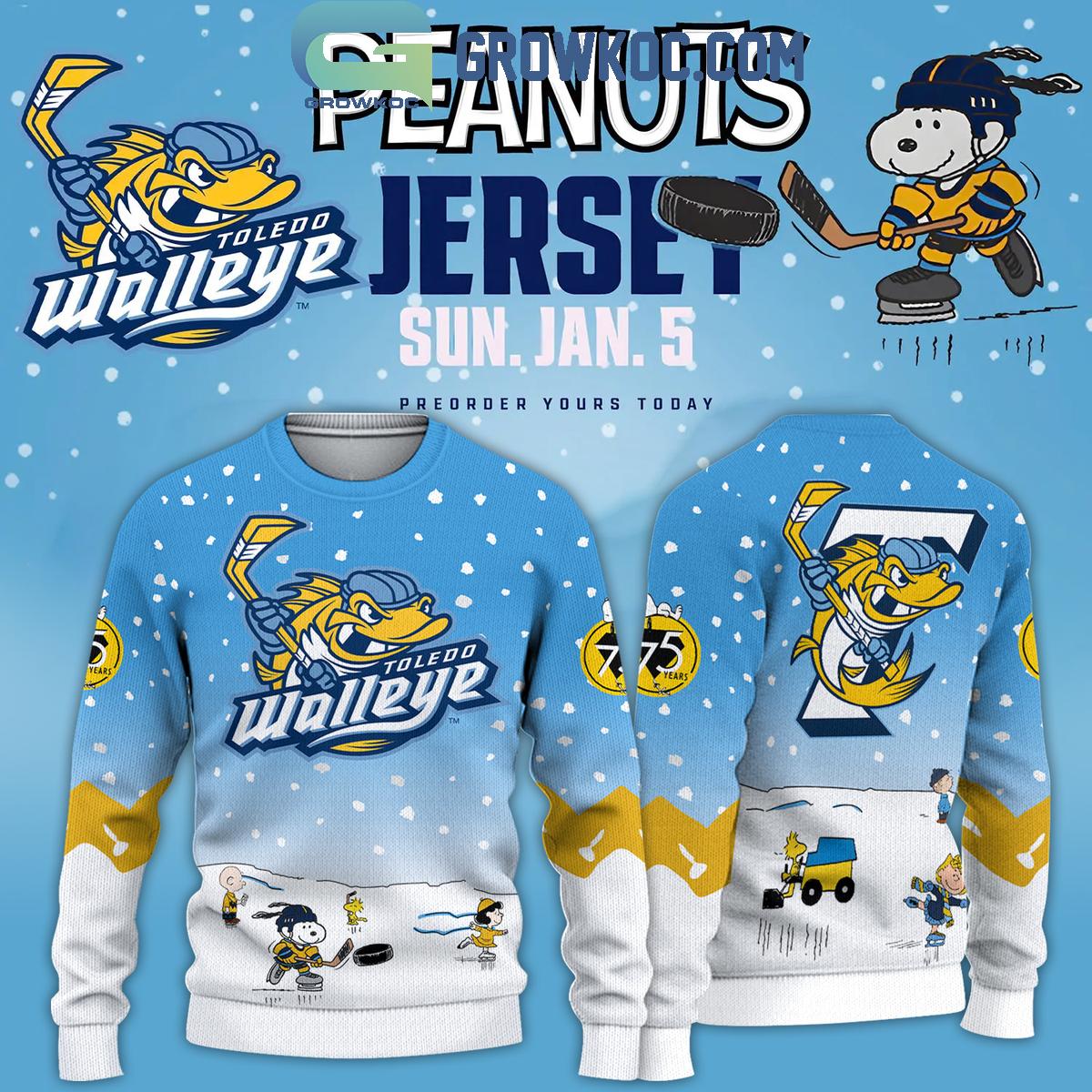 Toledo Walleye Hockey 2024 Peanuts Night Christmas Ugly Sweater 1 8hY9w