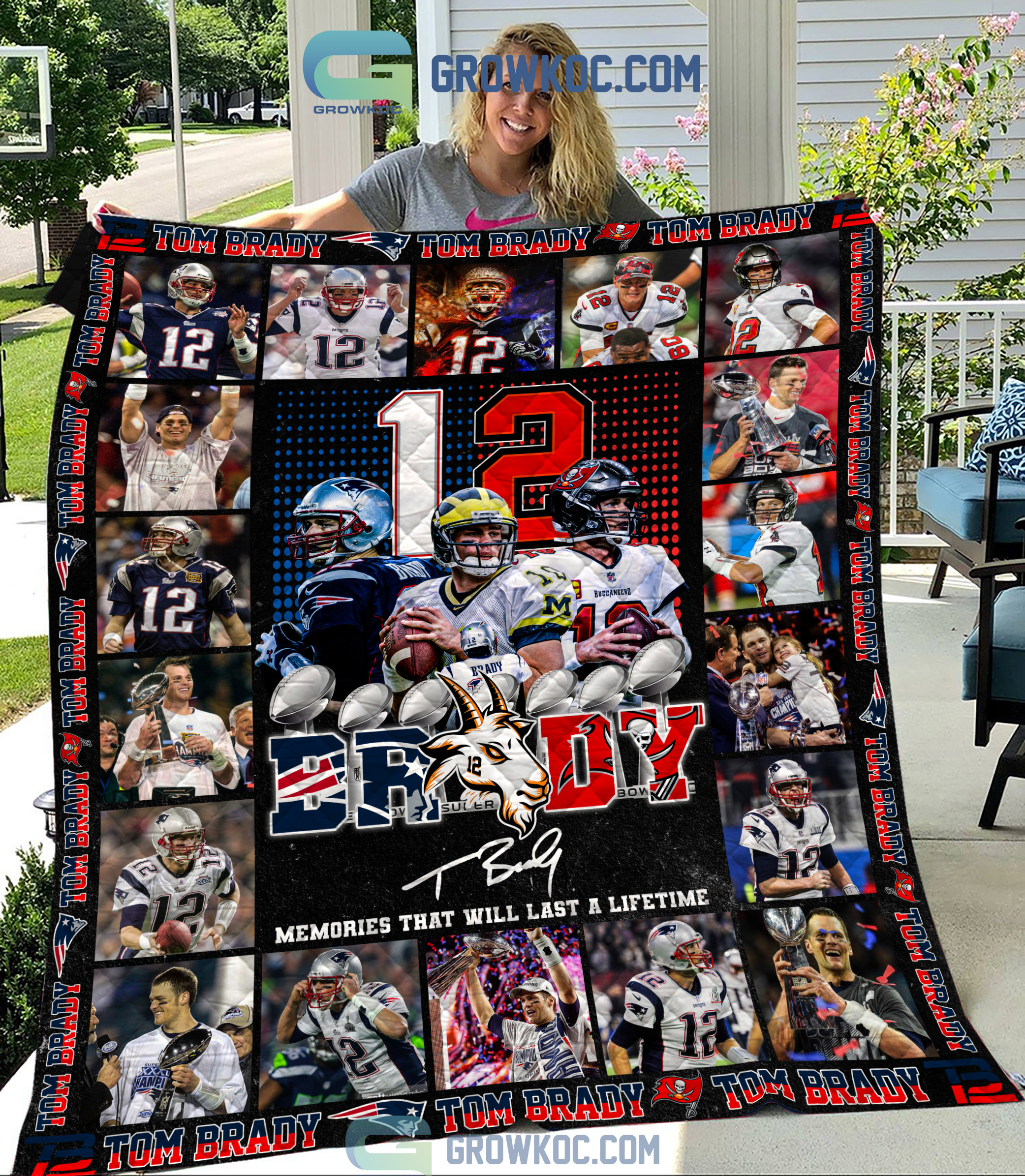 Tom Brady Goat 12 Memories That Will Last A Lifetime Fleece Blanket Quilt2B1 1 a7xQx