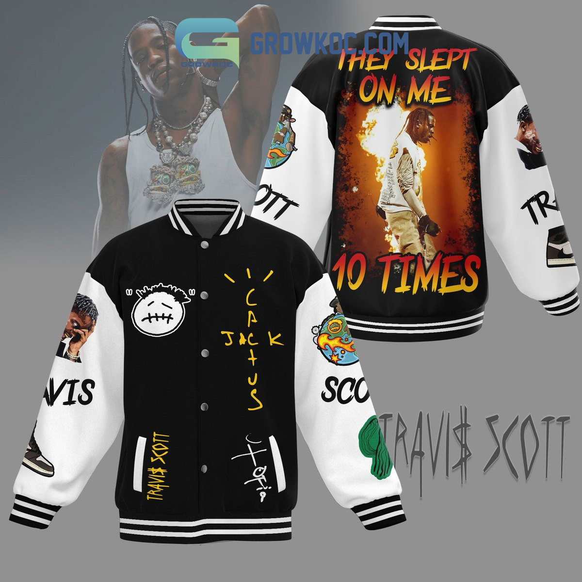 Travis Scott Sleep On Me 10 Times Baseball Jacket2B1 rCt6T