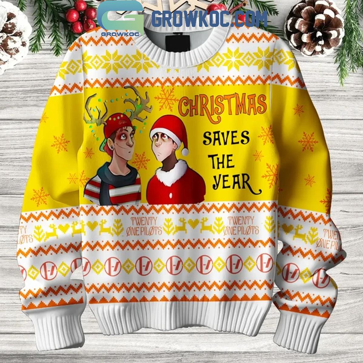 Twenty One Pilots Christmas Saves The Year 2024 Ugly Sweater 1 MZM7h