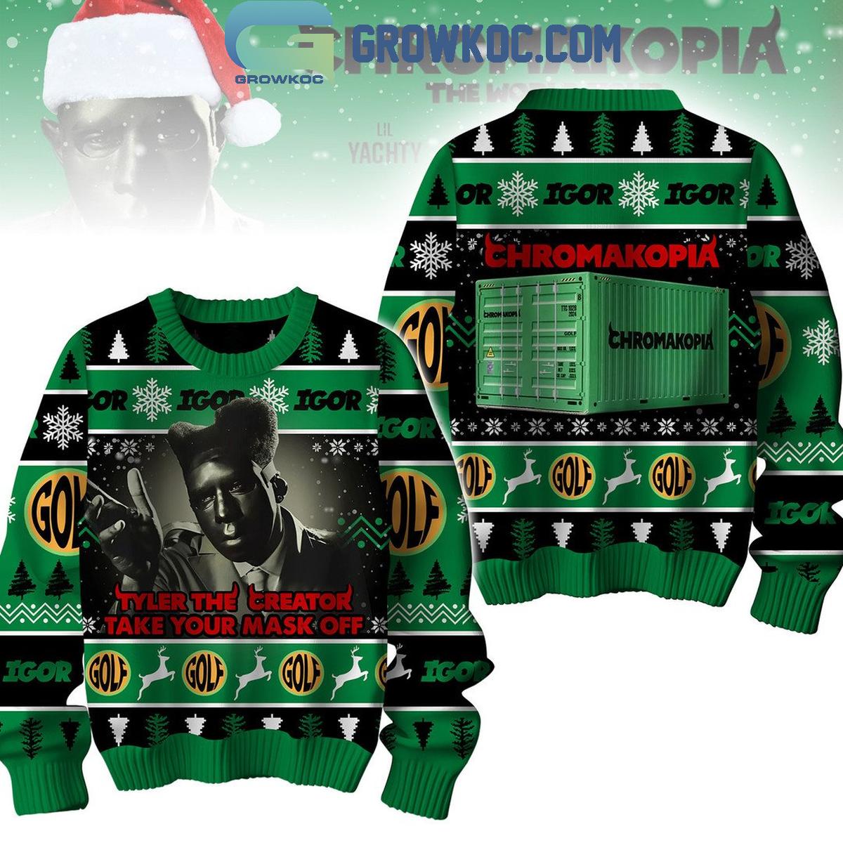 Tyler The Creator Take Your Mask Off Chromakopia Christmas 2024 Ugly Sweater 1 J5nQy