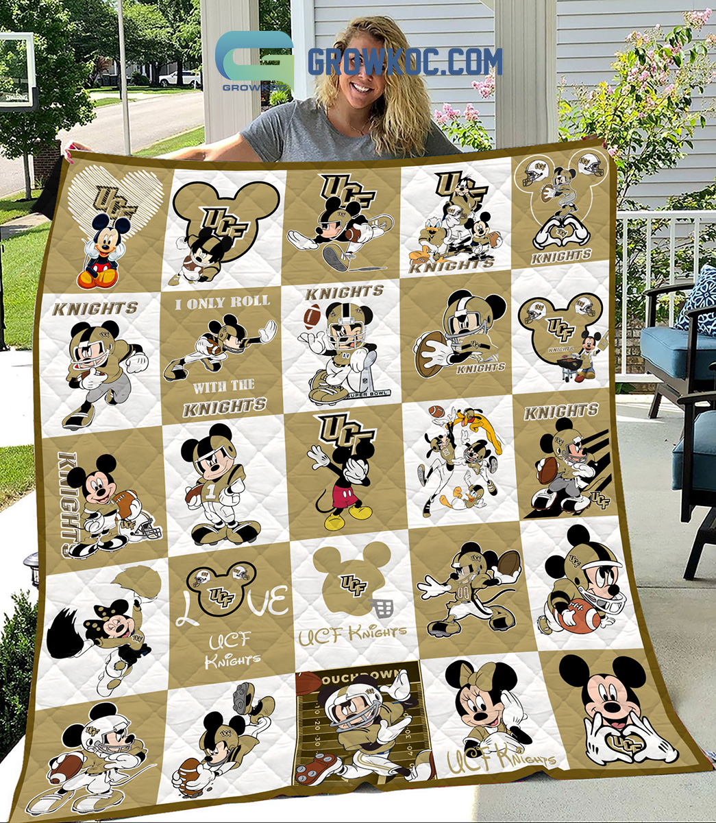 UCF Knights NCAA Mickey Disney Fleece Blanket Quilt2B1 ssdSm