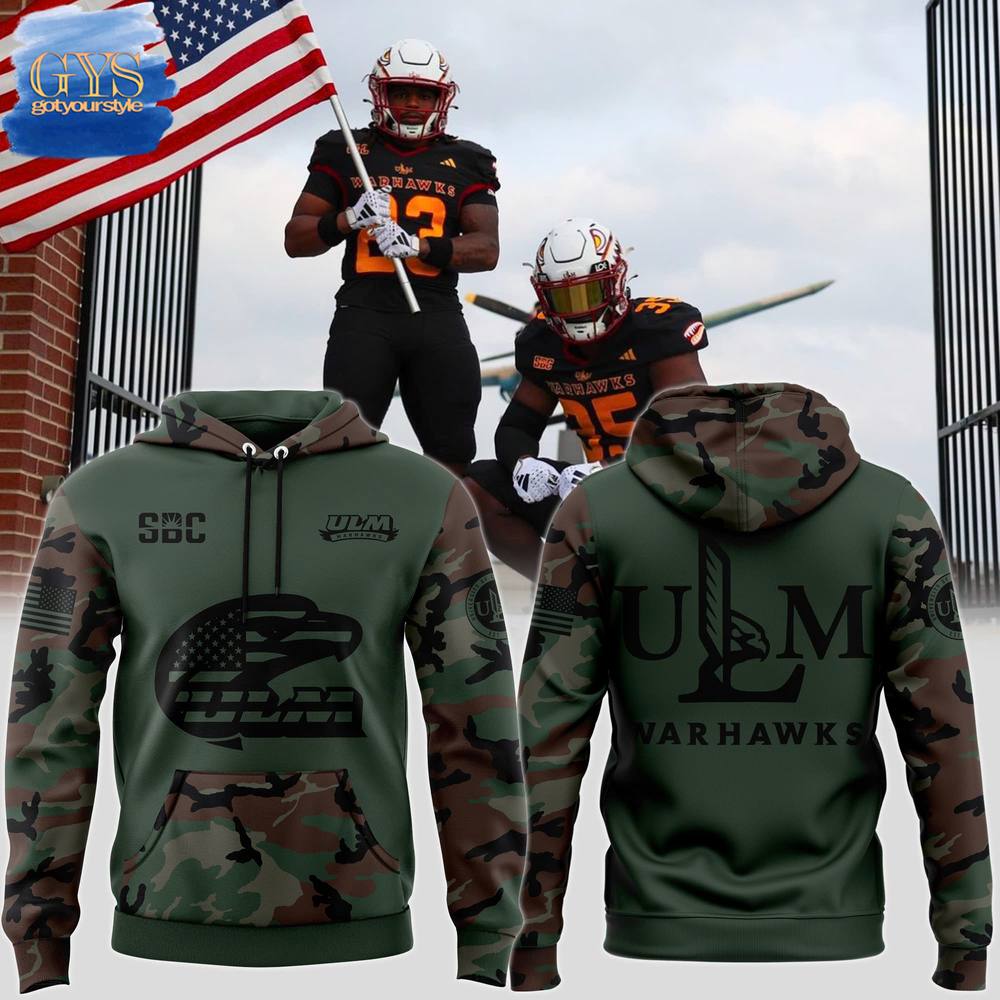 ULM Football 2024 Salute to Service Club Limited Edition Camo Hoodie 1
