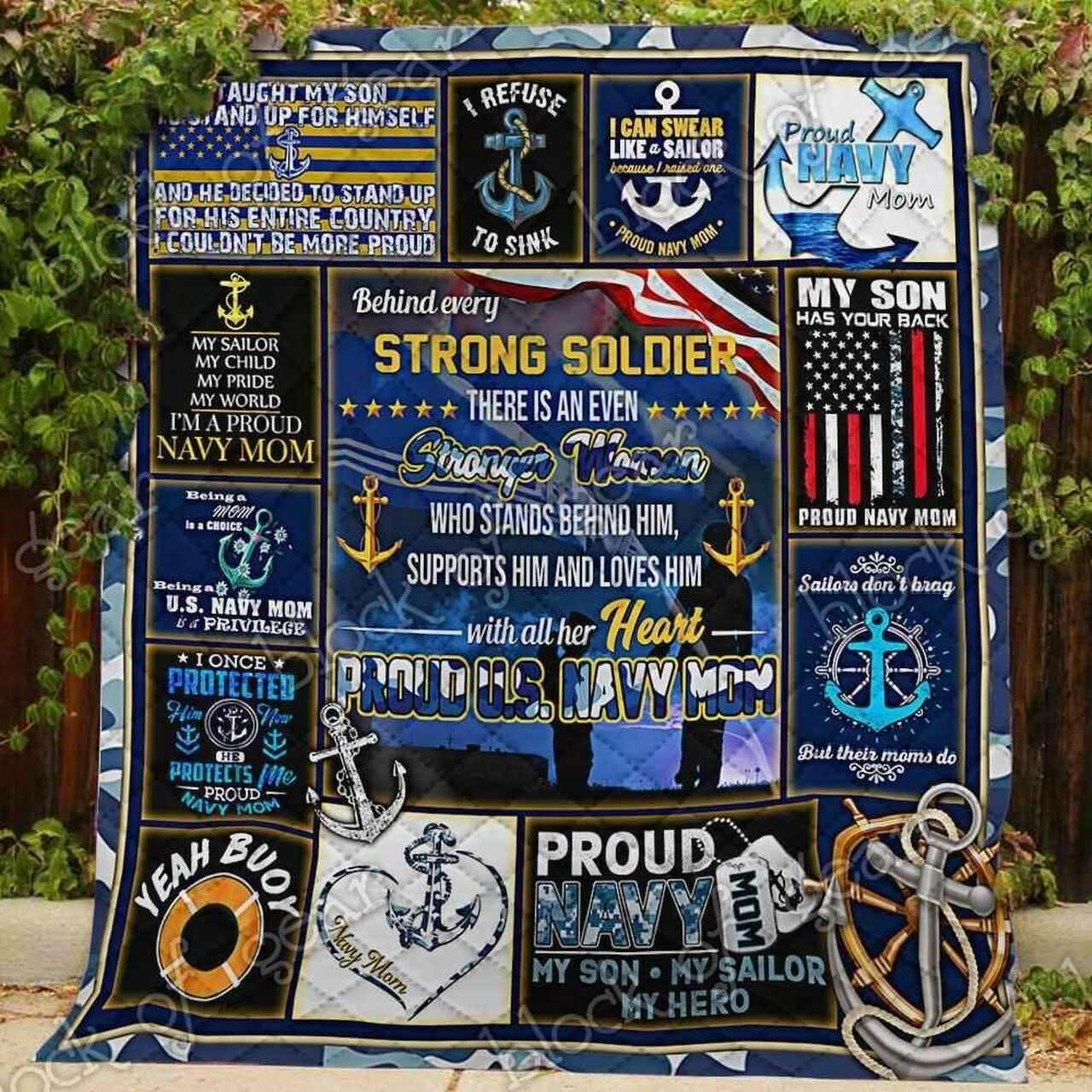 US Navy Mom Personalized Quilt Blanket Bedding Set for Home Decoration and Family Gifts 0