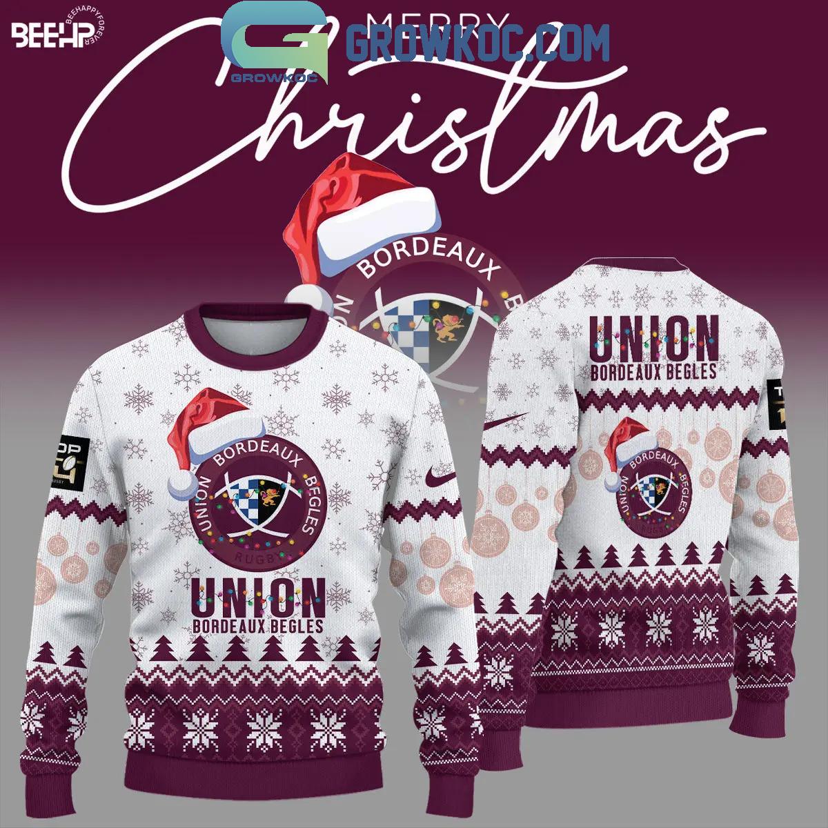 Union Bordeaux Begles 2024 Merry Christmas And Happy New Year 2025 Ugly Sweater 1 GhY53