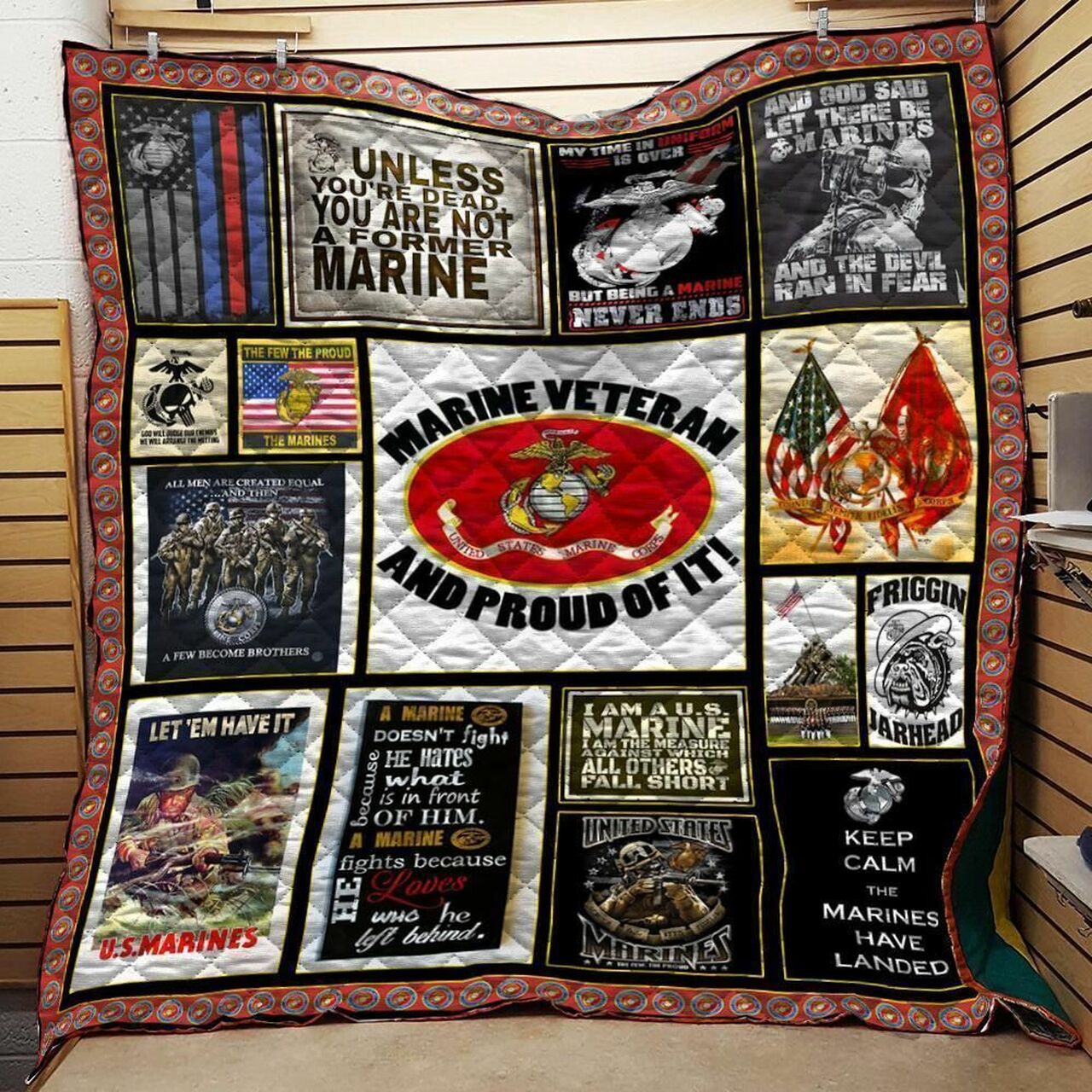 Us Marine Veteran And Proud Of It Quilt Bedding Set Blanket 0