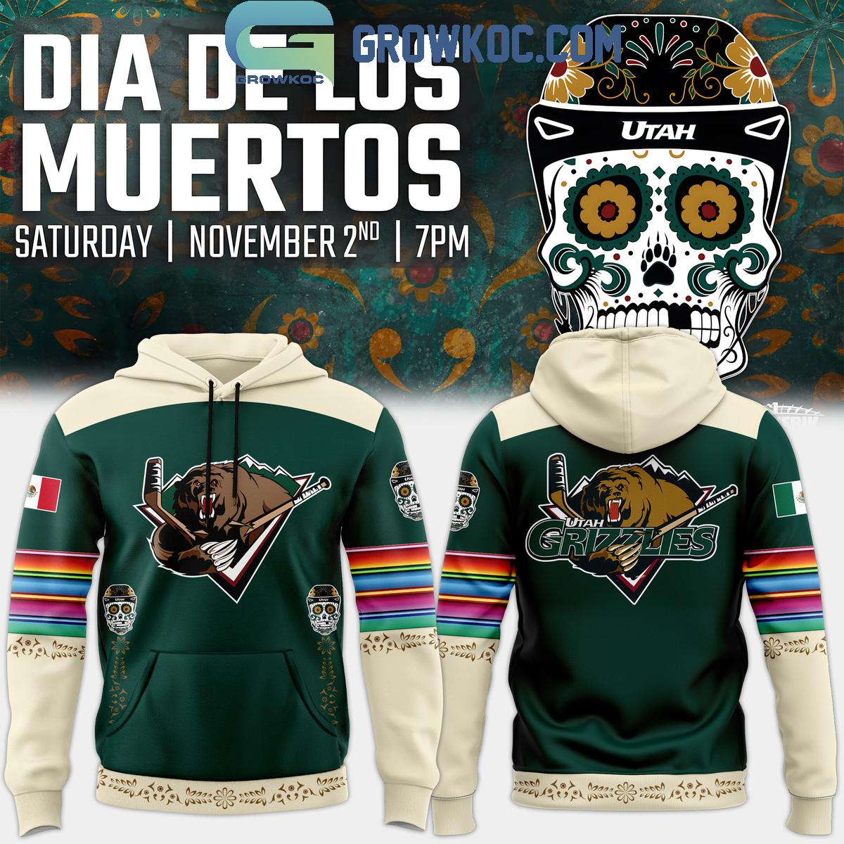 Utah Grizzlies Celebrating Dia De Los Muertos Night 2024 Hoodie T Shirt 1 9MOyv