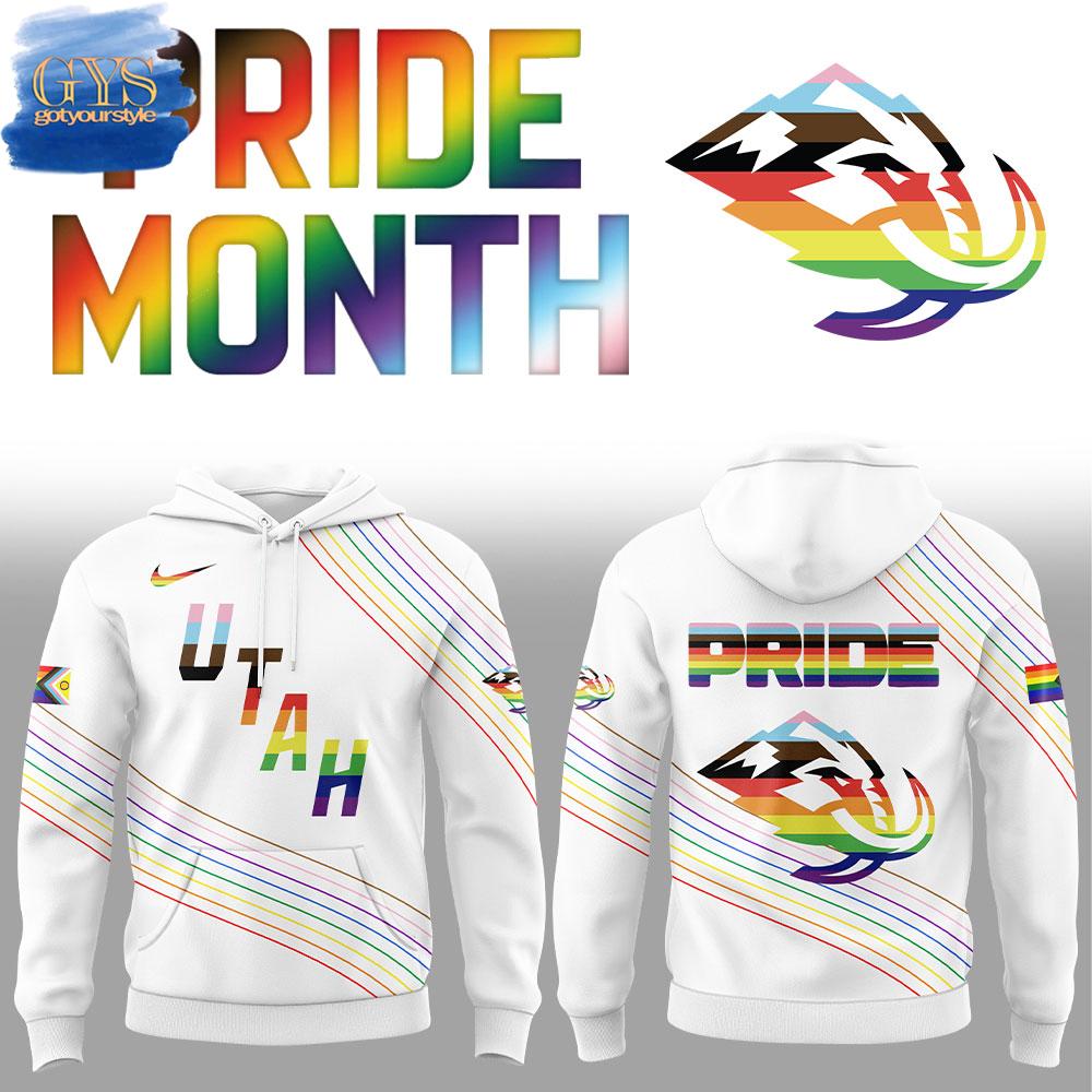 Utah Mammoth Happy Pride Month White Hoodie 1