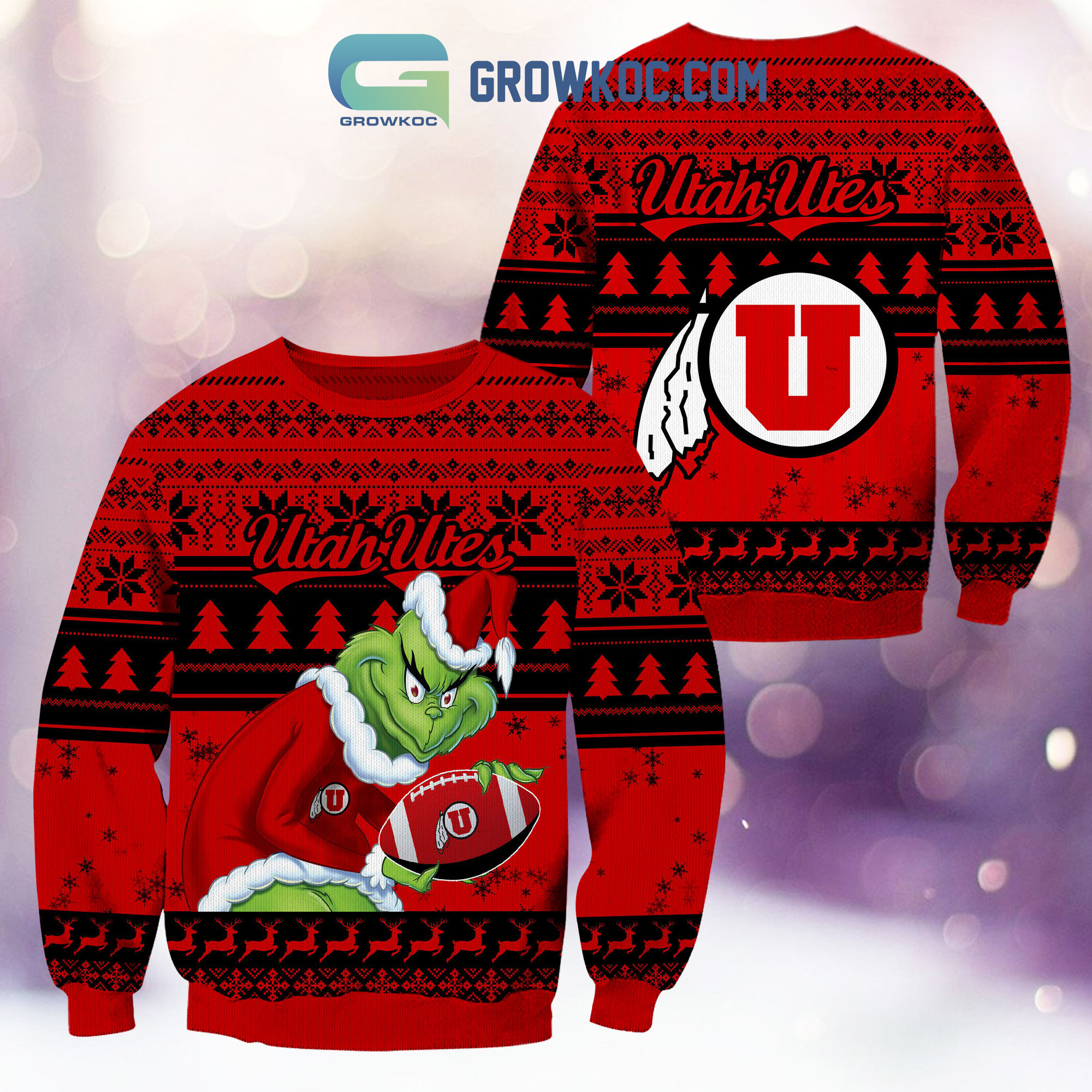 Utah Utes Grinch NCAA Christmas Ugly Sweater2B1 K10j1