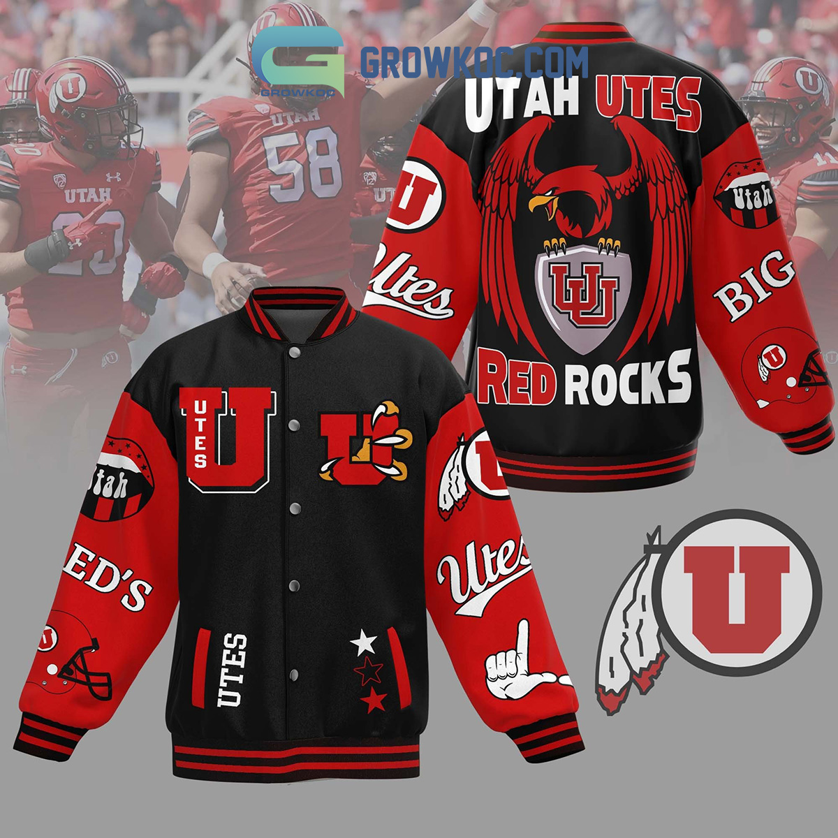 Utah Utes Red Rocks Baseball Jacket2B1 ZrDn0