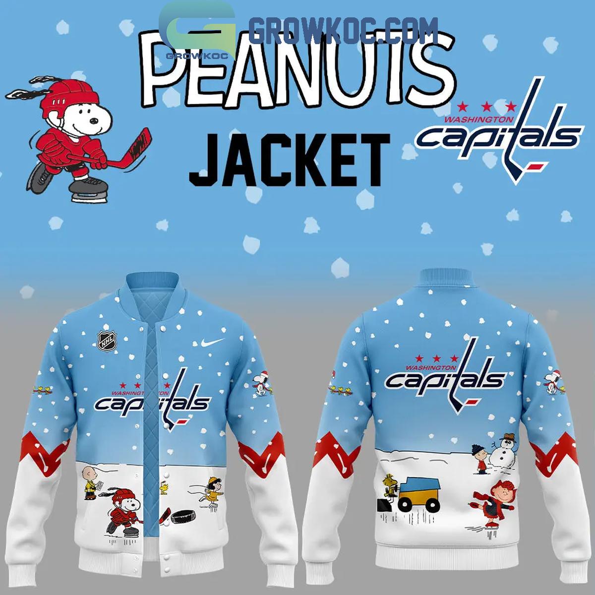 Washington Capitals Snoopy Celebrating Peanuts Winter Break 2024 Baseball Jacket 1 dDyDA