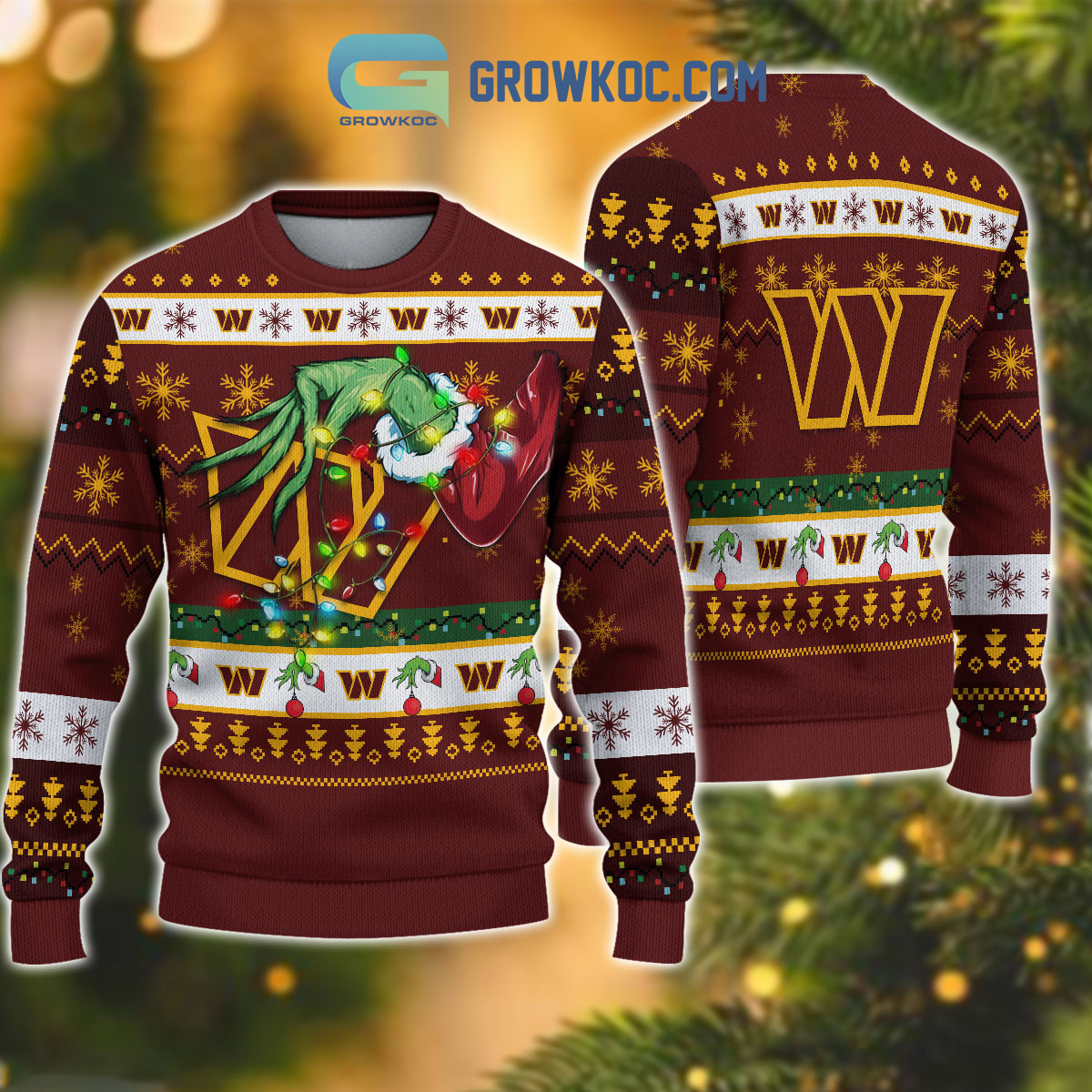 Washington Commanders NFL Grinch Christmas Ugly Sweater2B1 ofFbs