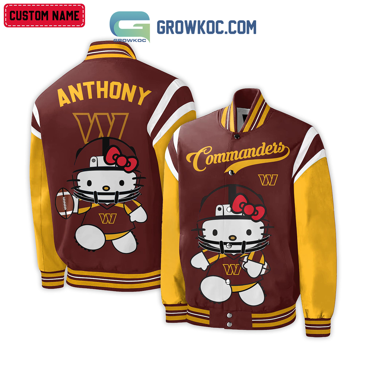 Washington Commanders NFL Hello Kitty Personalized Baseball Jacket2B1 TVmdw
