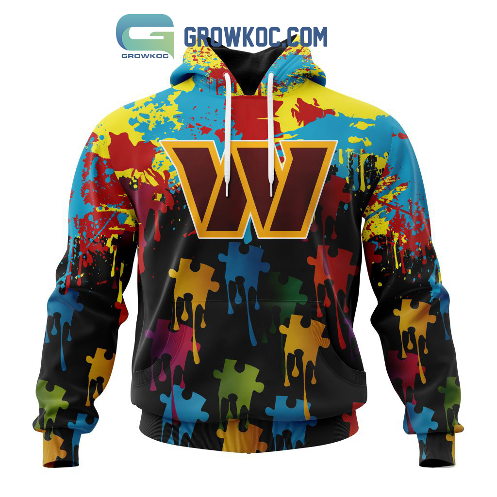 Washington Commanders Personalized Autism Awareness Puzzle Painting Hoodie Shirts2B1 zMOOK