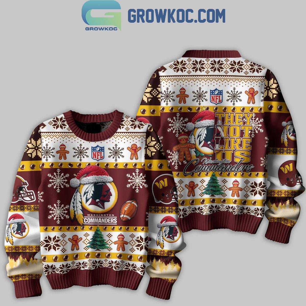 Washington Commanders They Not Like Us Christmas Happy Holidays Ugly Sweater 1 jQo50