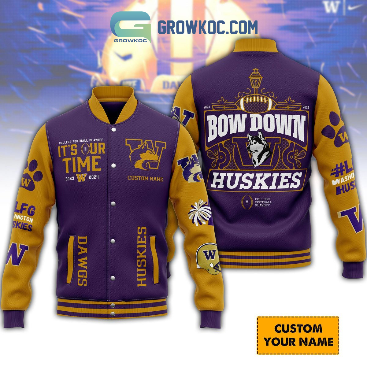 Washington Huskies College Football Playoffs Fan Baseball Jacket2B1 CXI9I
