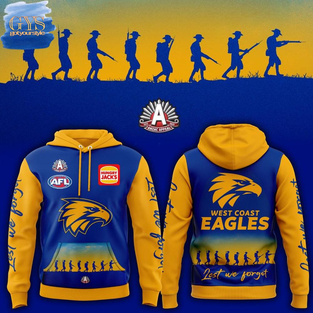 West Coast Eagles ANZAC Day 2025 Limited Edition Hoodie 1