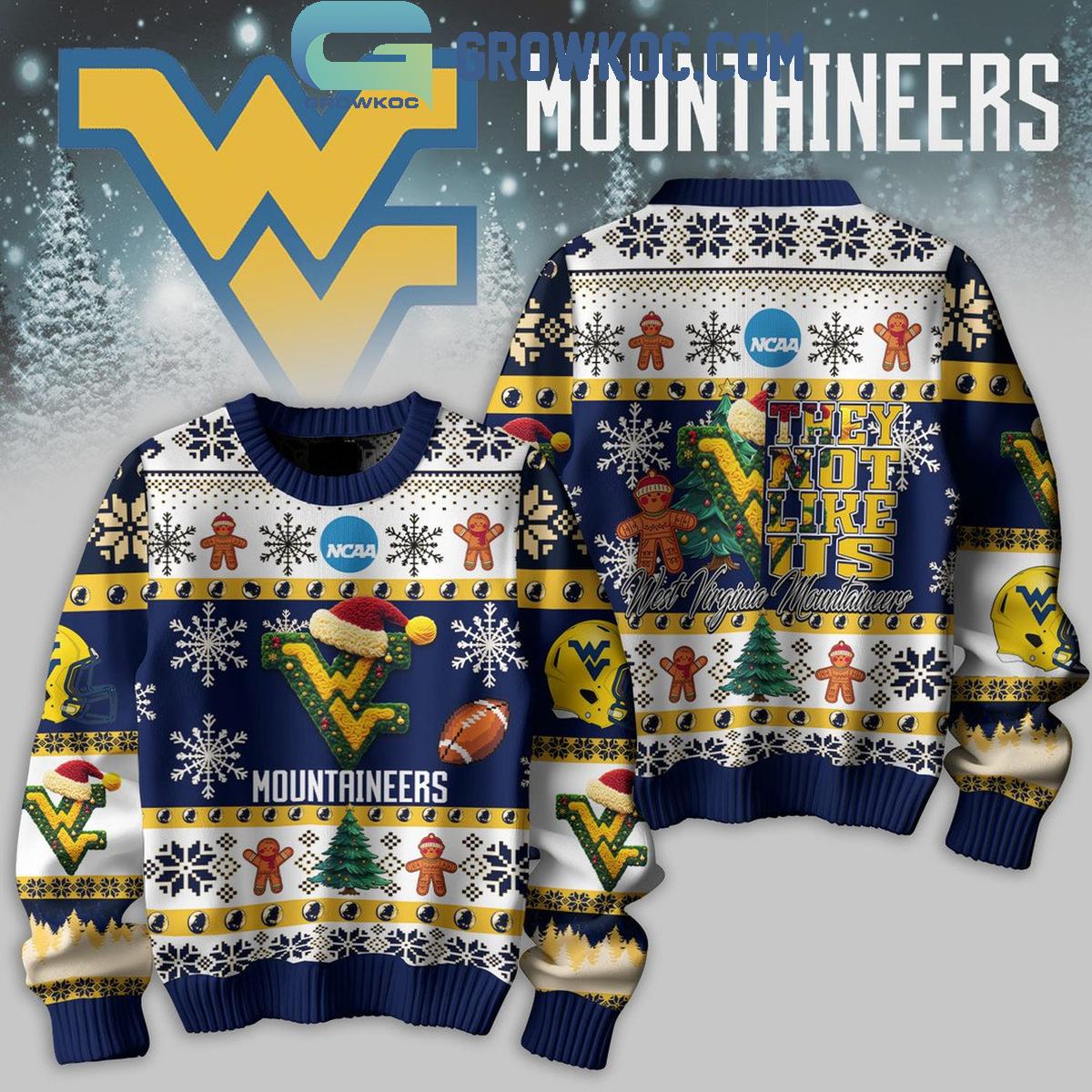 West Virginia Mountaineers Christmas They Not Like Us Mountaineers Ugly Sweater 1 yYrR3