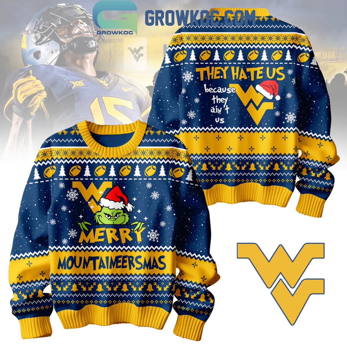 West Virginia Mountaineers Grinch Christmas Merry Mountaineersmas Ugly Sweater 1 OIkMd