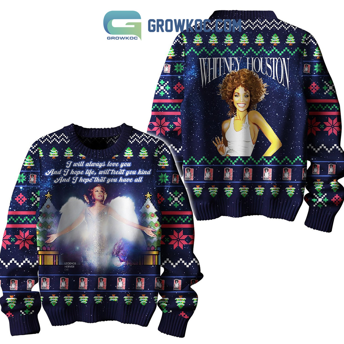 Whitney Houston Will Always Love You Christmas Ugly Sweater2B1 9646O