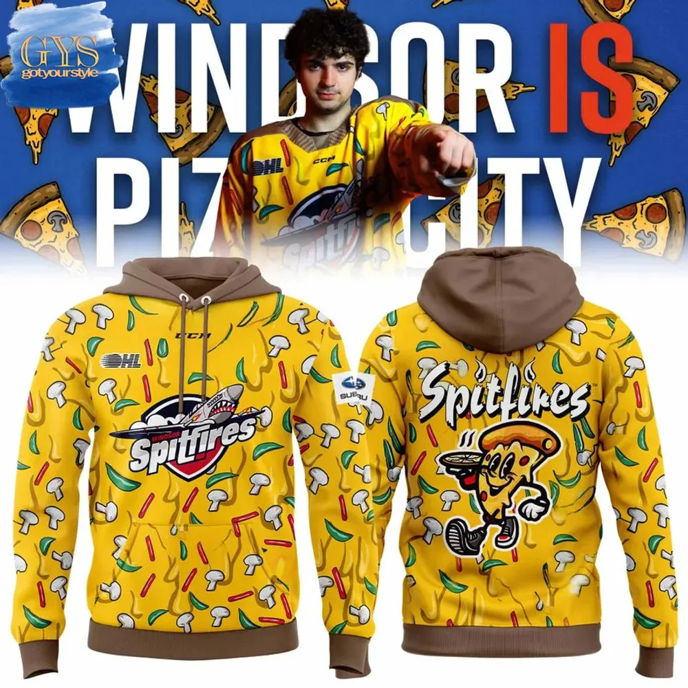 Windsor Spitfires Pizza City Limited Edition Hoodie 2025 1