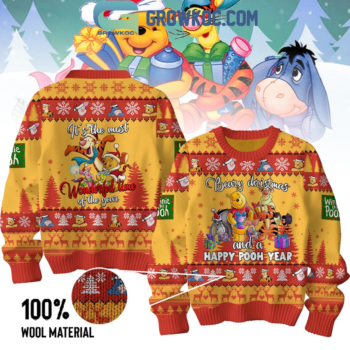 Winnie The Pooh Beary Christmas And A Happy Pooh Year 2025 Ugly Sweater 1 LHIJx