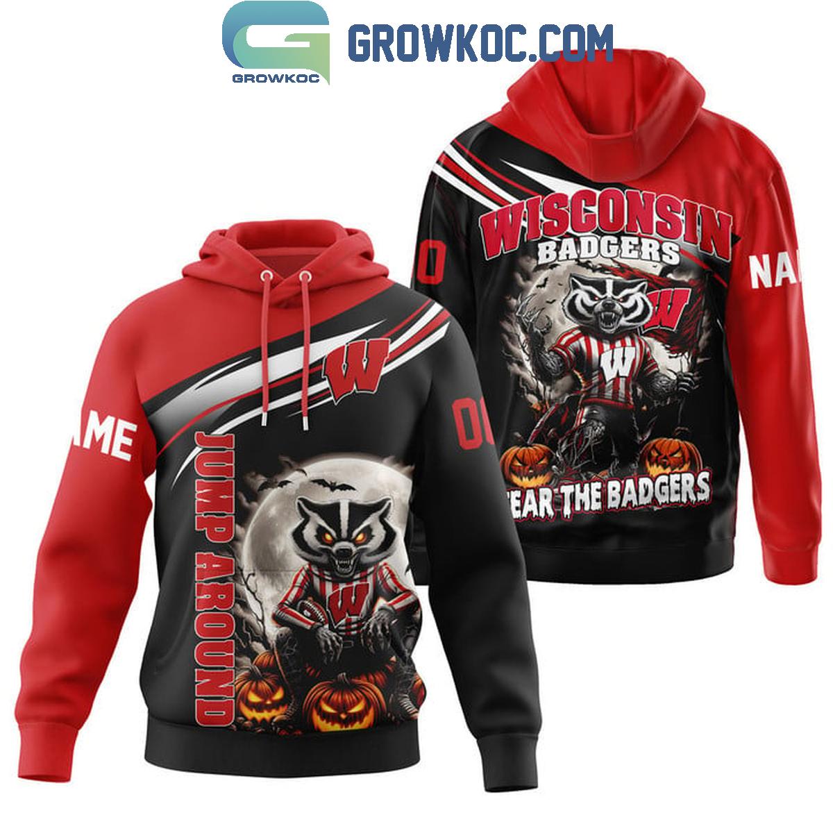 Wisconsin Badgers Jump Around Fear The Badgers Personalized Hoodie T Shirt 1 C1gWn