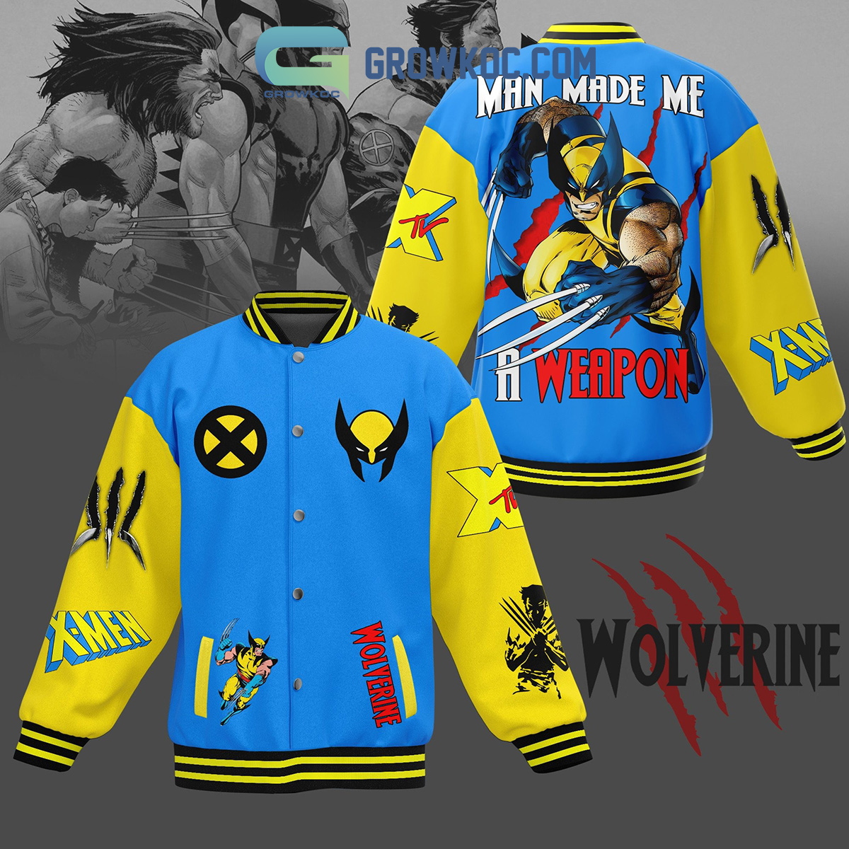 Wolverine Man Made Me A Weapon Baseball Jacket2B1 f4n5z