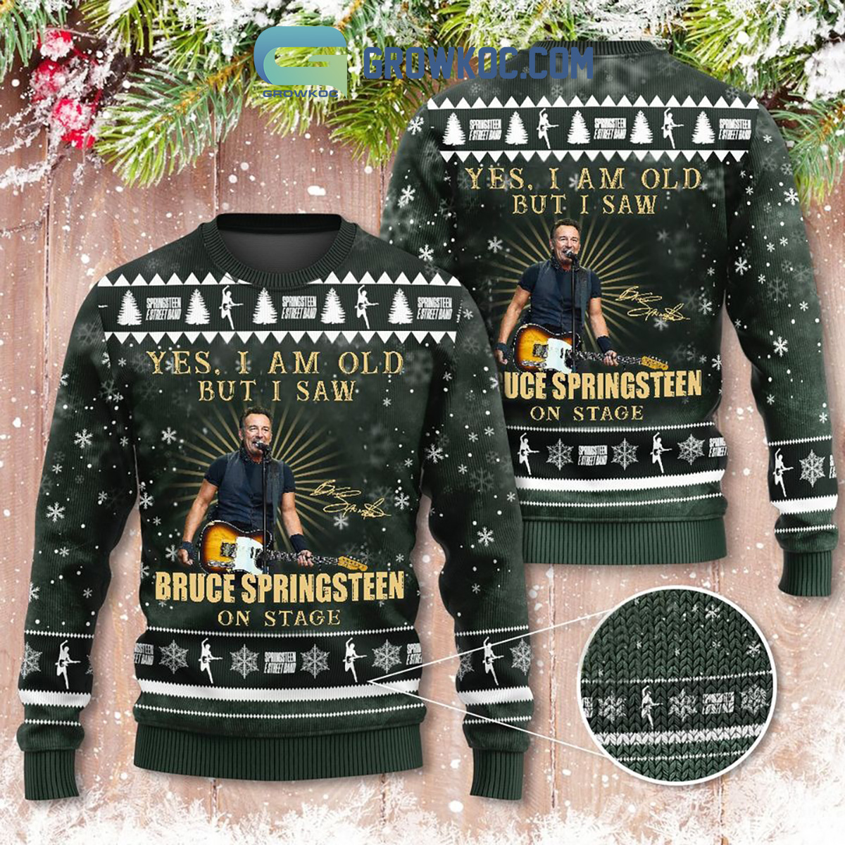 Yes I Am Old But I Saw Bruce Springsteen On Stage Christmas Ugly Sweater2B1 kywLy