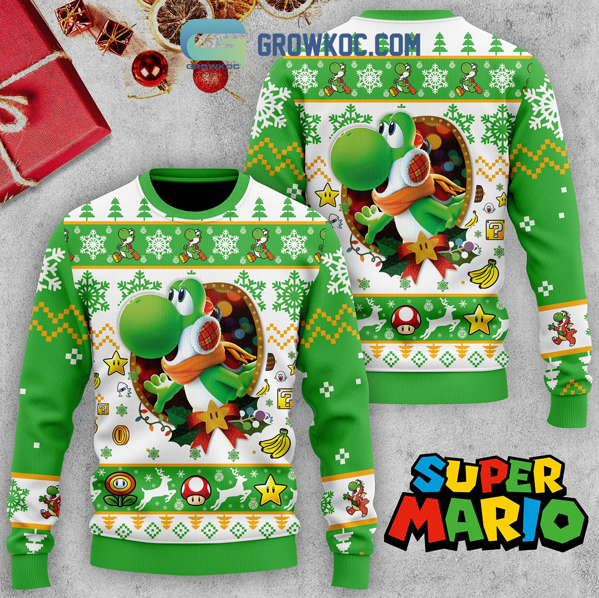 Yoshi Snow Christmas Ugly Sweater2B1 m2VWR