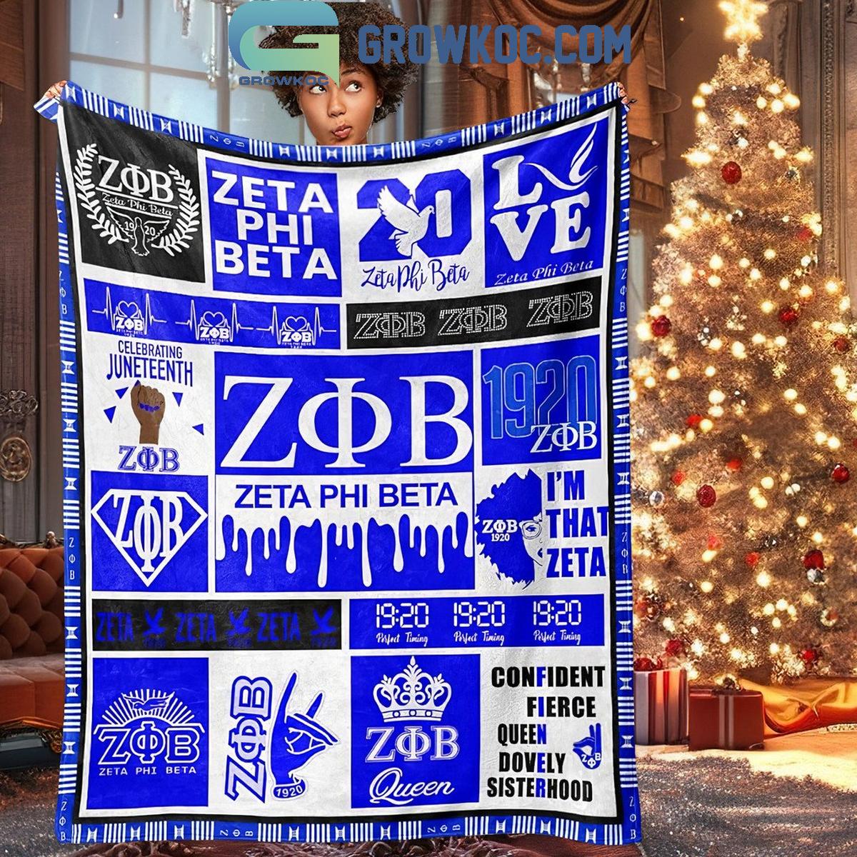 Zeta Phi Beta Confident Fierce Queen Dovely Sisterhood Fleece Blanket Quilt 1 g17jo