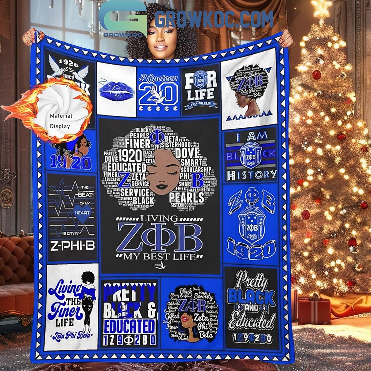 Zeta Phi Beta Living My Best Life Fleece Blanket Quilt 1 ZTJXF
