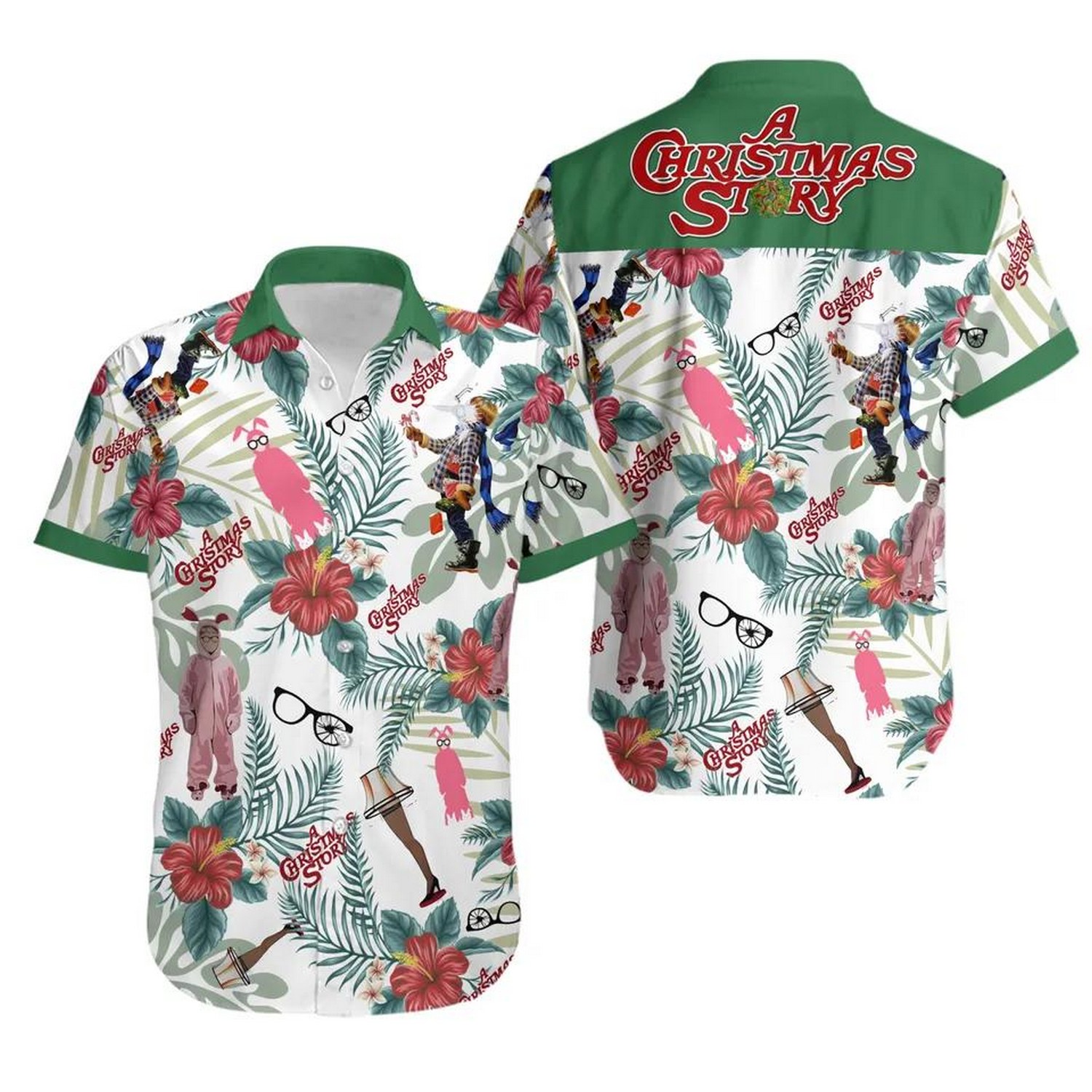 a christmas story tropical flower hawaiian shirt vgrbq
