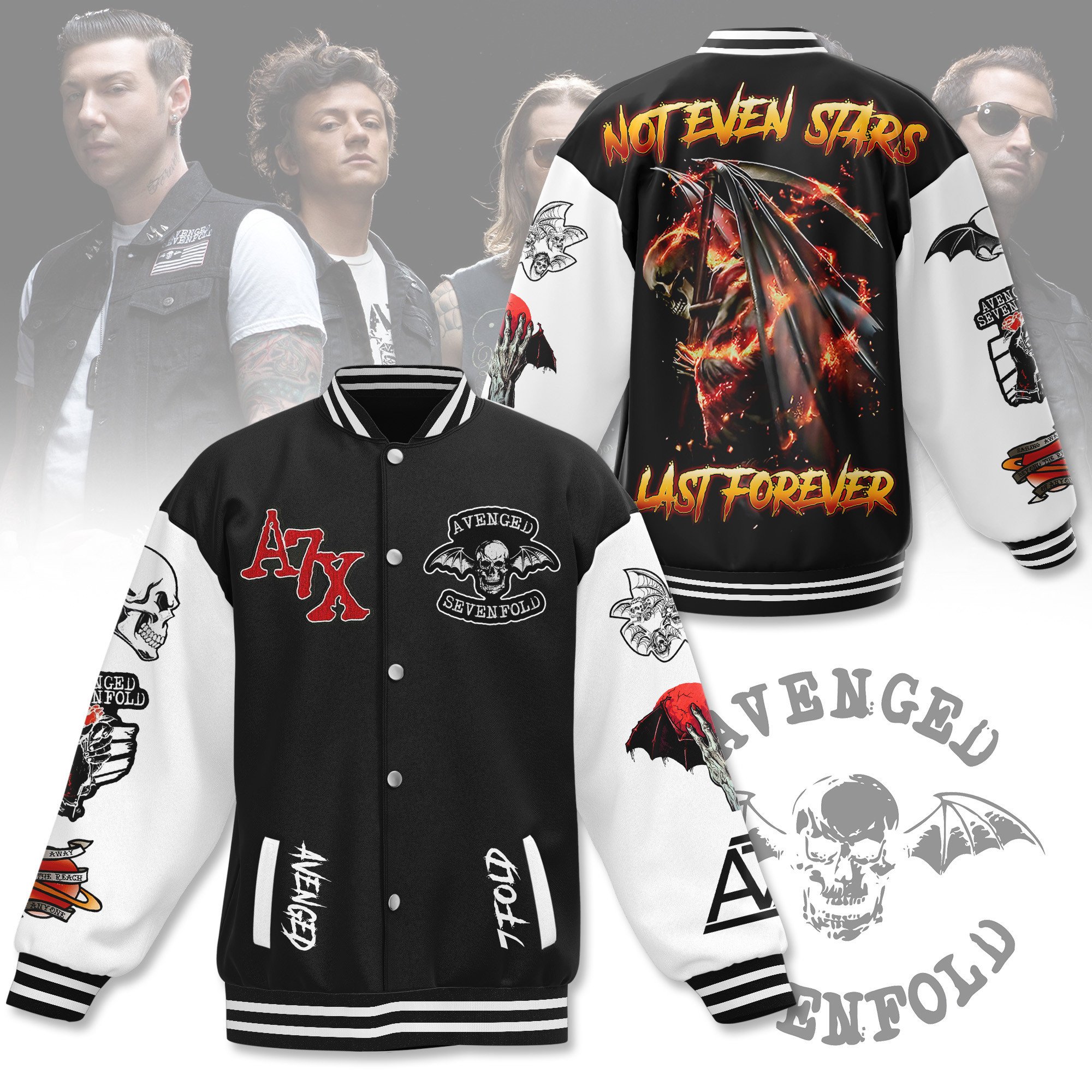 a7x avenged sevenfold not even stars last forever baseball jacket utdfz