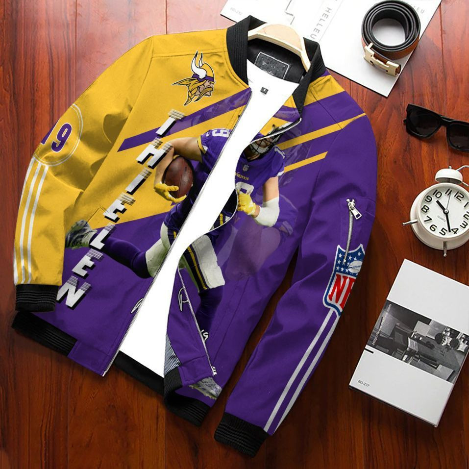 adam thielen minnesota vikings bomber jacket 047 mgcu0