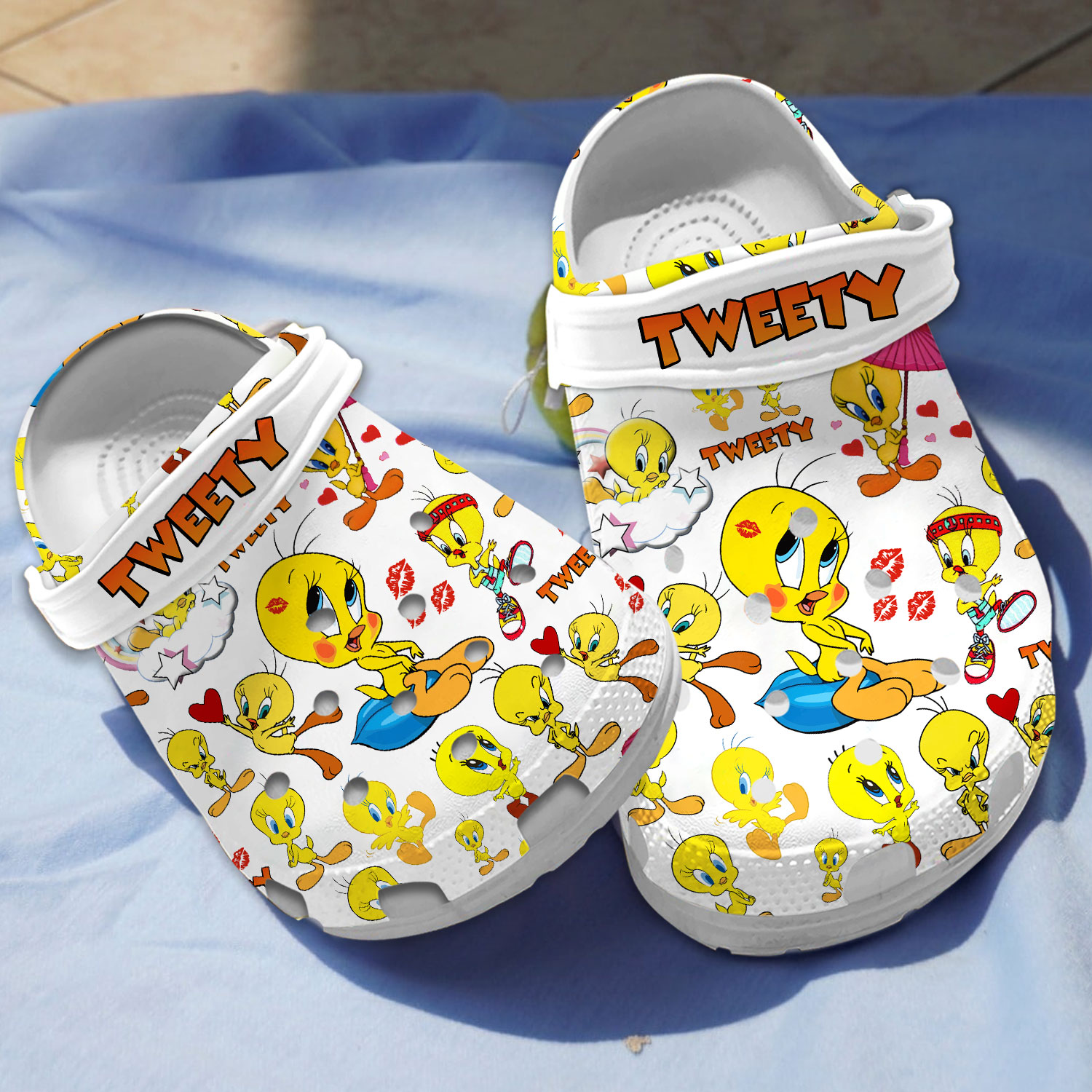 adorable white slippers tweety cartoon clogs for kids and adults k7m6e