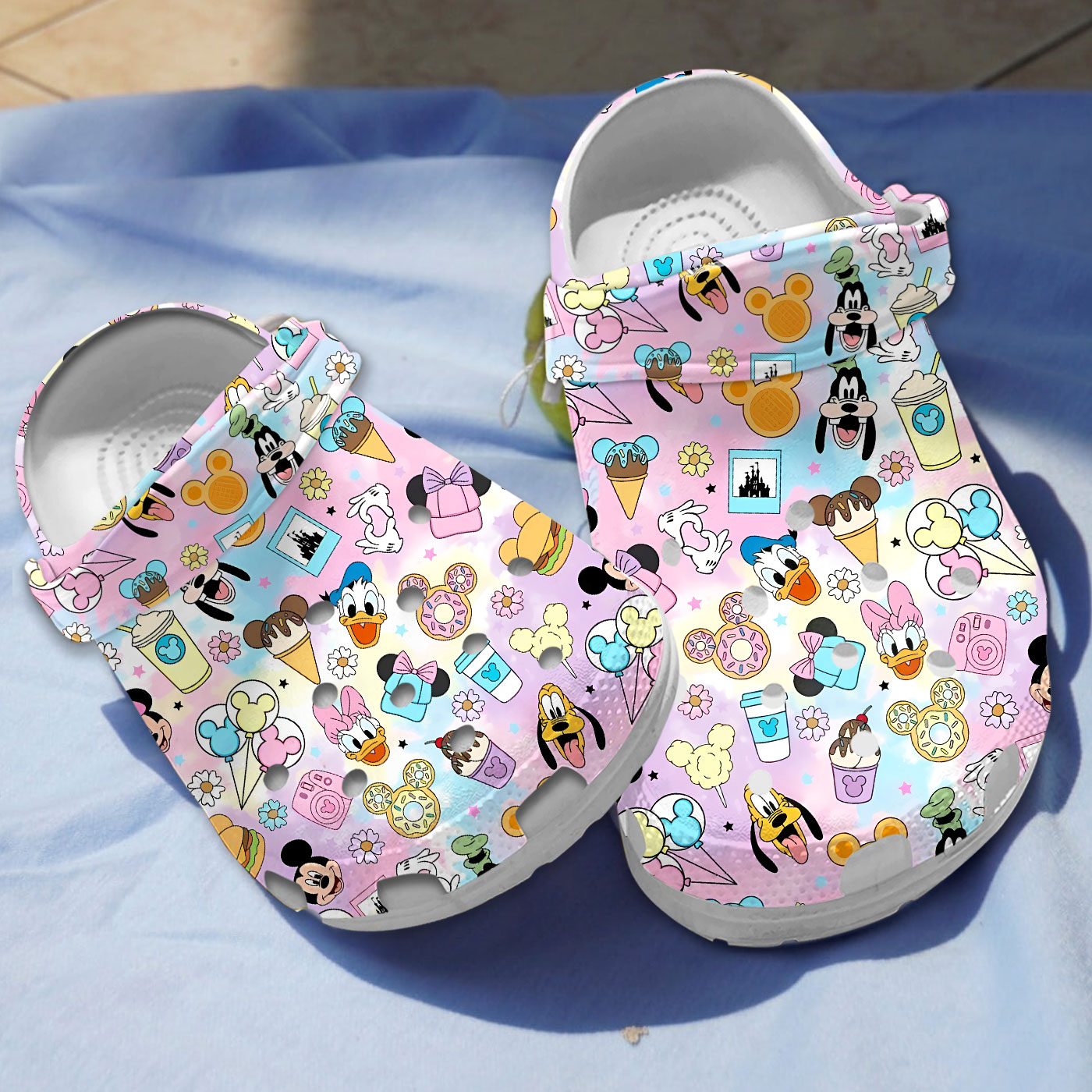 aesthetic cute footwear fearuring mickey gang disney colorful clogs for kids and adults fnbed