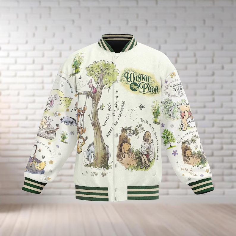 aesthetic winnie the pooh classic cartoon baseball jacket gw0qx