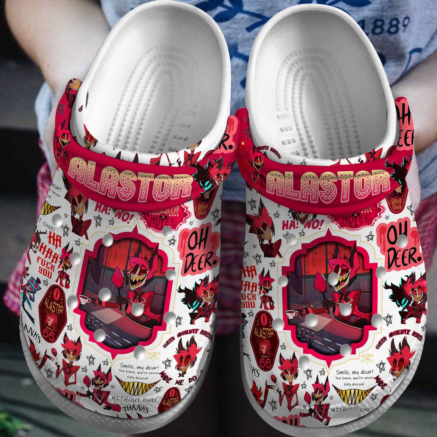 alastor angle hazzbin hotel happy halloween clogs for kids and adults 5oaol