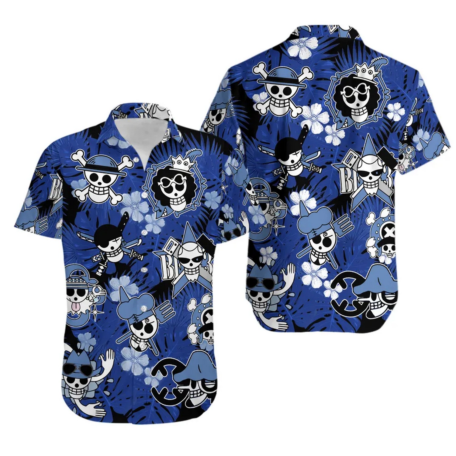 aloha theme one piece blue hawaiian shirt obj8r