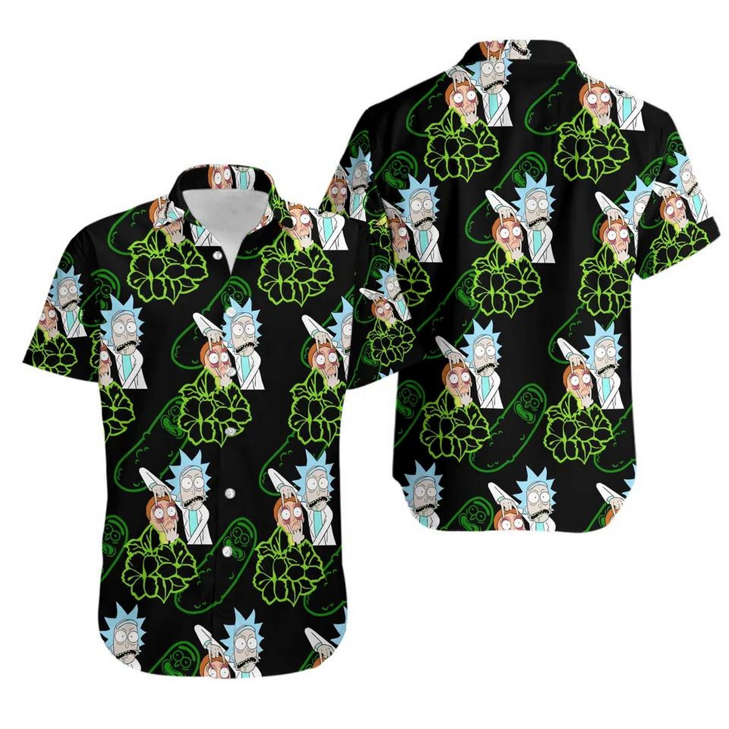 aloha tropical rick and morty black hawaiian shirt awsok