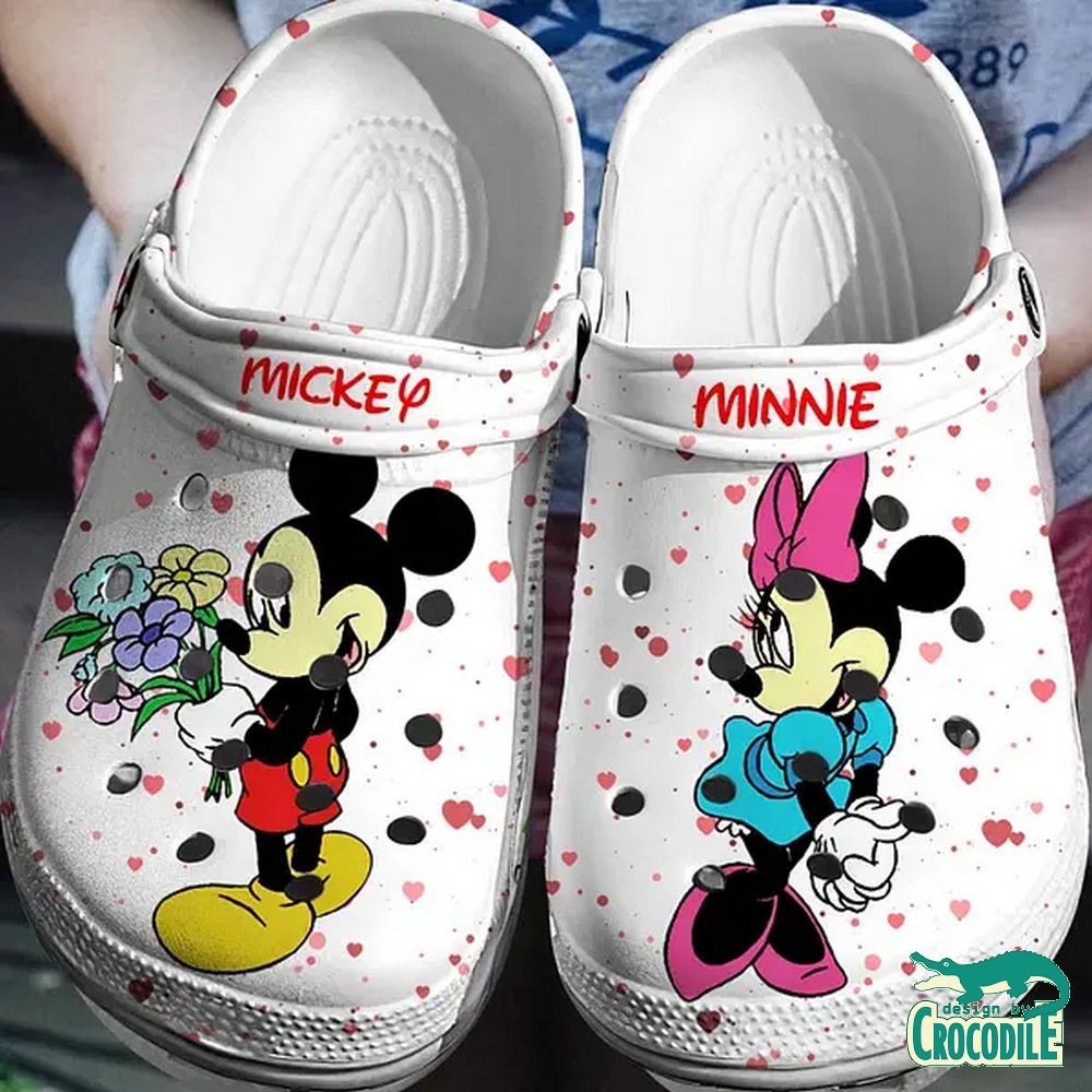 anticipation on the first date mickey and minnie mouse white clogs for kids 26 adults lfho0