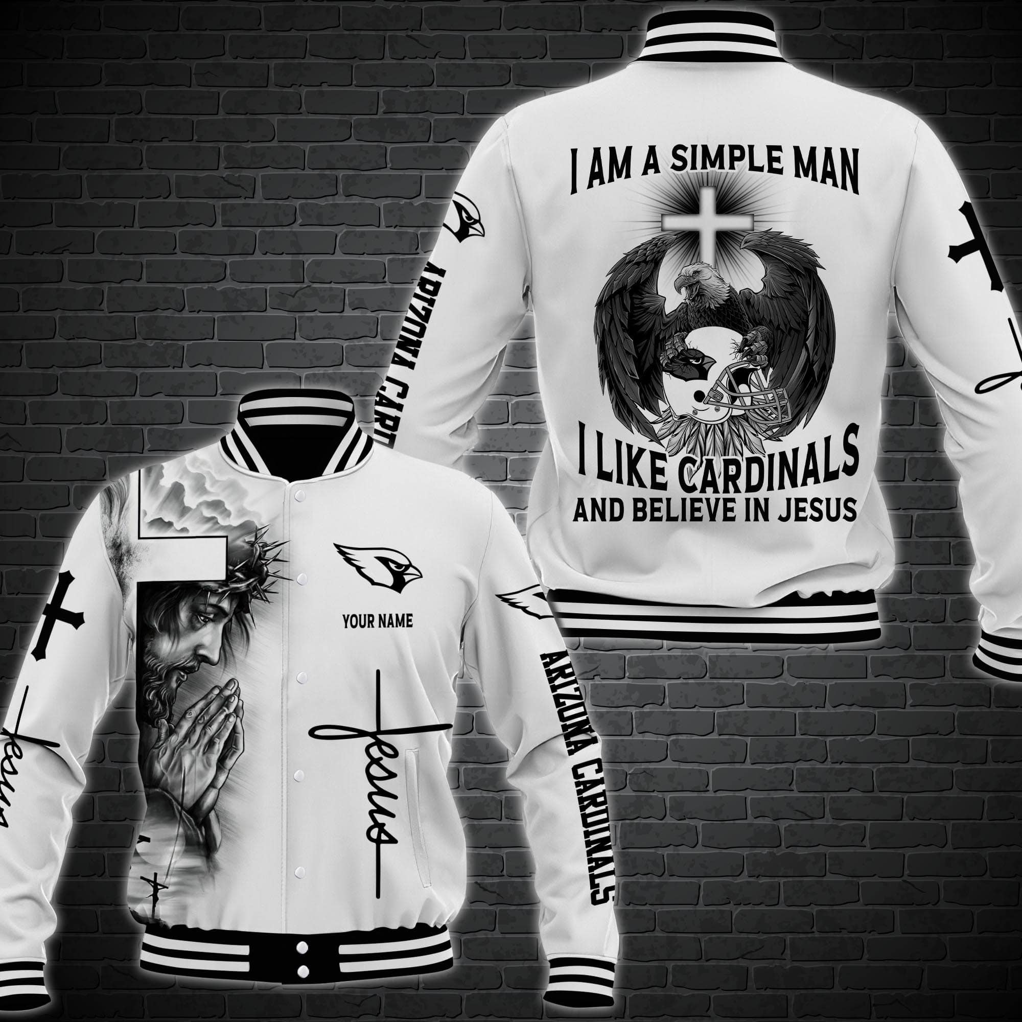 arizona cardinals personalized baseball jacket 88 bbdsa