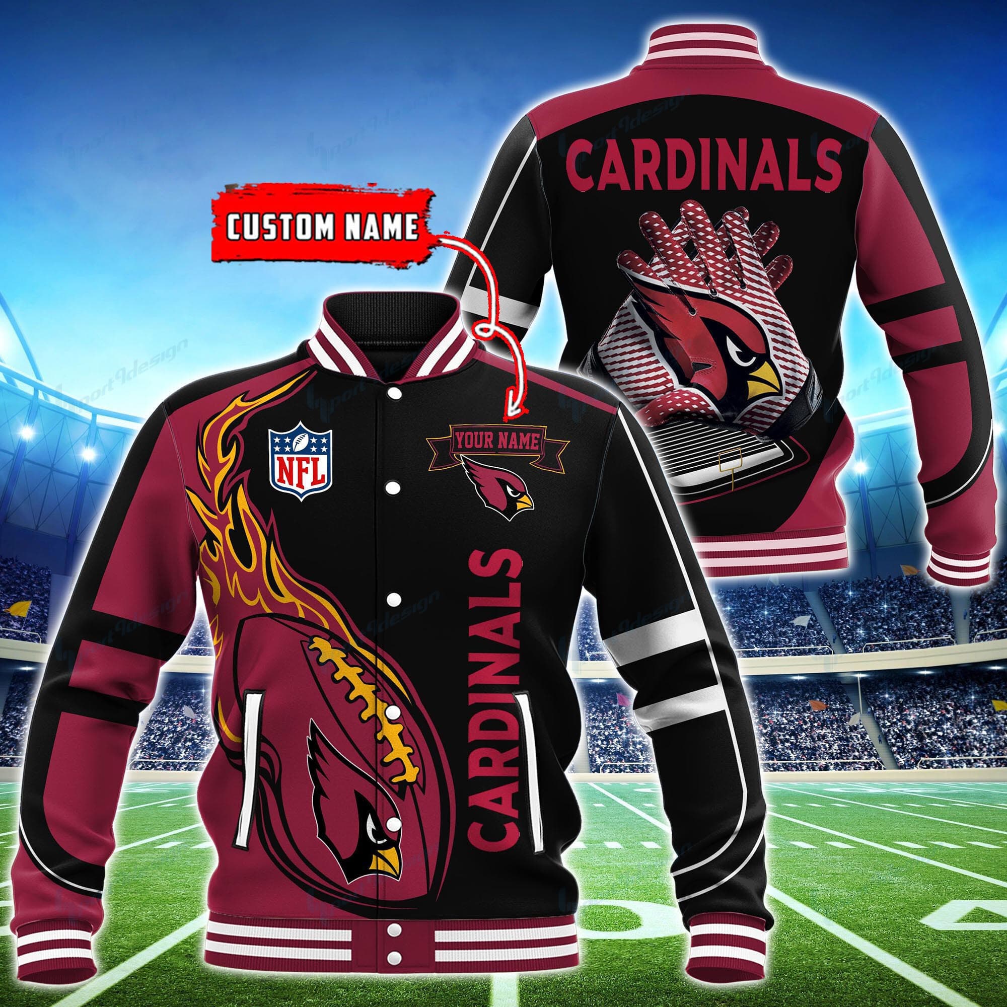 arizona cardinals personalized baseball jacket bg01 r7qwx