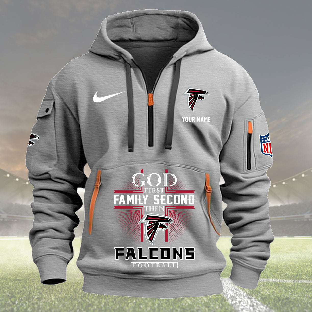 atlanta falcons personalized quarter zip hoodie nfl quarter zip hoodie custom hoodie nfl shirt nfl hoodie iixqe