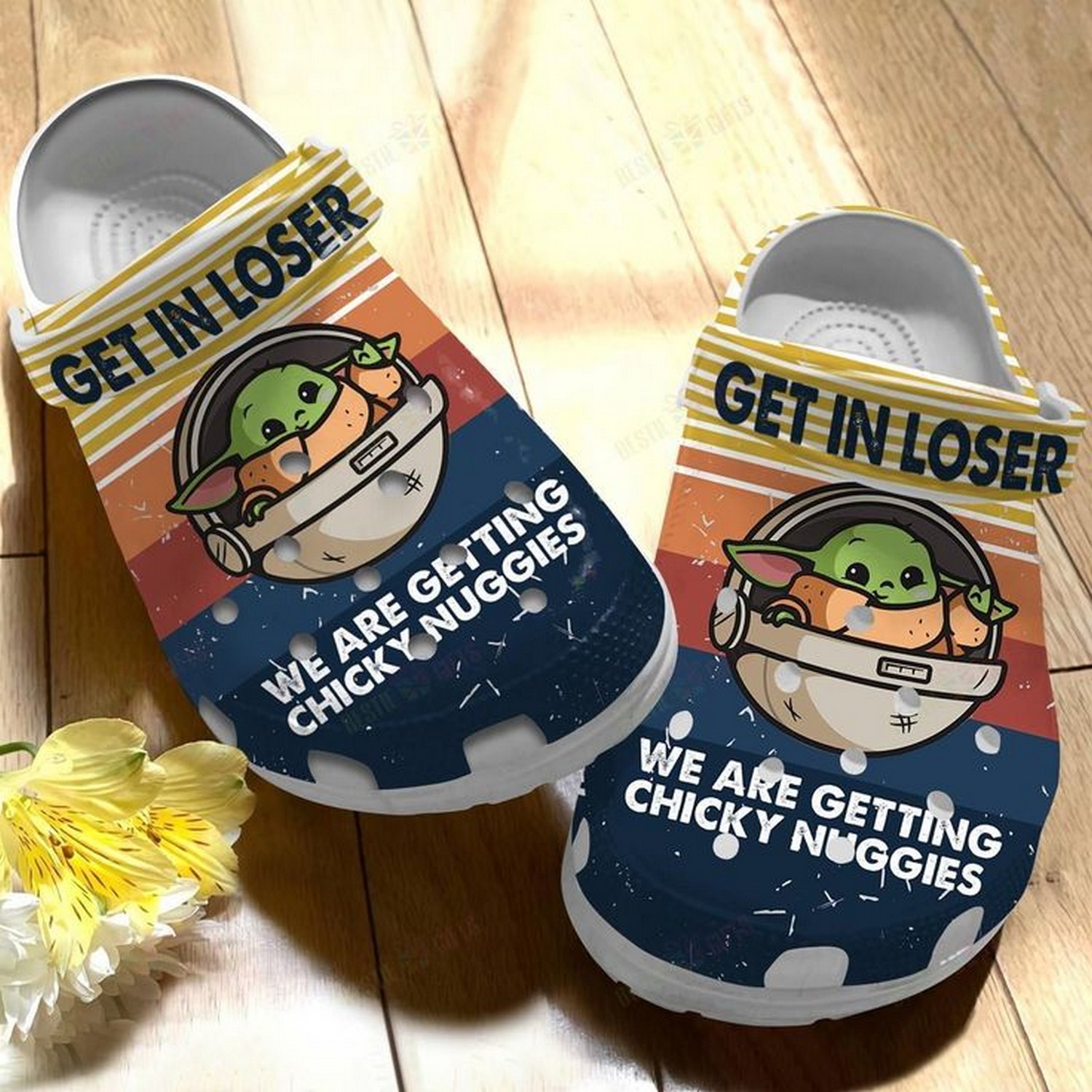 baby yoda get in loser we are getting chicky nuggies clogs fast shipping available dy17n