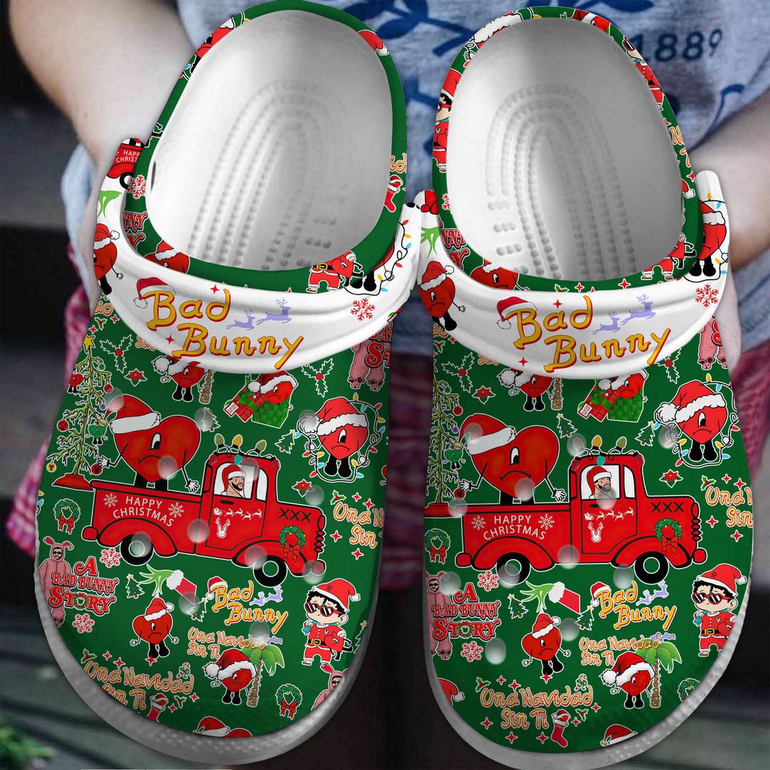 bad bunny christmas truck green clogs for kids and adults fast shipping mdaia